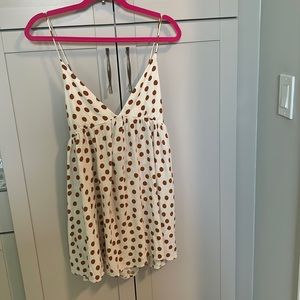 Zara XS Dress White with brown poke dots 🔥🔥🔥🔥